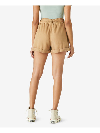 LUCKY BRAND Womens Brown Belted Pocketed Elastic Waist Pull-on High Waist Shorts L