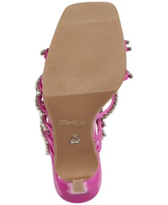 THALIA SODI Womens Pink Goring Padded Embellished Strappy Dahlia Square Toe Stiletto Slip On Dress Heeled M