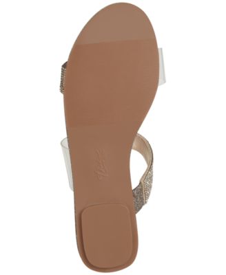 THALIA SODI Womens Gold Rhinestone Asymmetrical Bianca Round Toe Slip On Sandals Shoes M