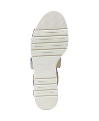 SOUL BY NATURALIZER Womens Beige 1" Platform Treaded Cushioned Goring Perforated Goodtimes Peep Toe Wedge Slip On Sandals Shoes M