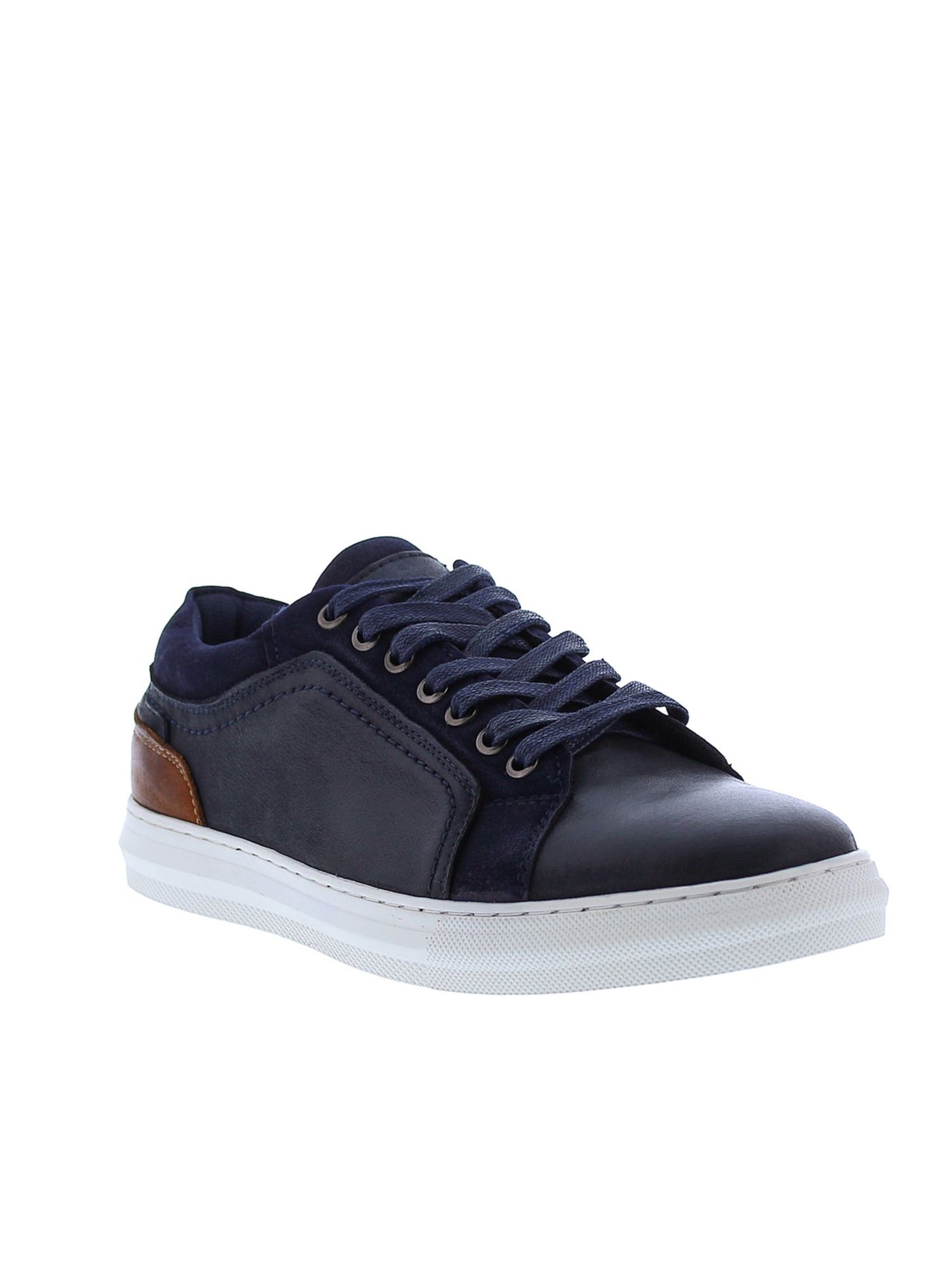 ENGLISH LAUNDRY Mens Navy Mixed Media Cushioned Weaver Round Toe Lace-Up Leather Sneakers Shoes 8.5