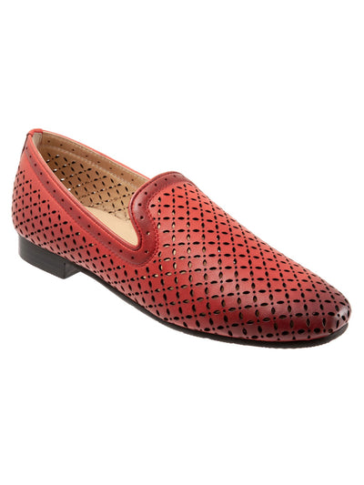 TROTTERS Womens Red Perforated Cushioned Ginger Round Toe Slip On Leather Loafers Shoes 9 N