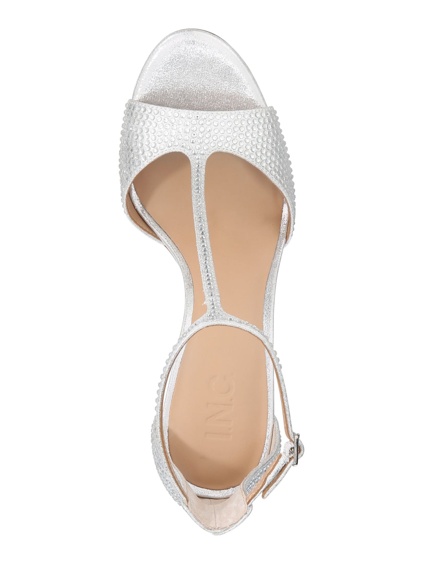 INC Womens Silver Embellished Adjustable Firah Round Toe Stiletto Buckle Dress Heeled Sandal 8.5 M