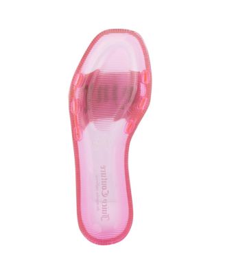 JUICY COUTURE Womens Pink Logo Translucent Rhinestone Hylton Round Toe Slip On Slide Sandals Shoes M