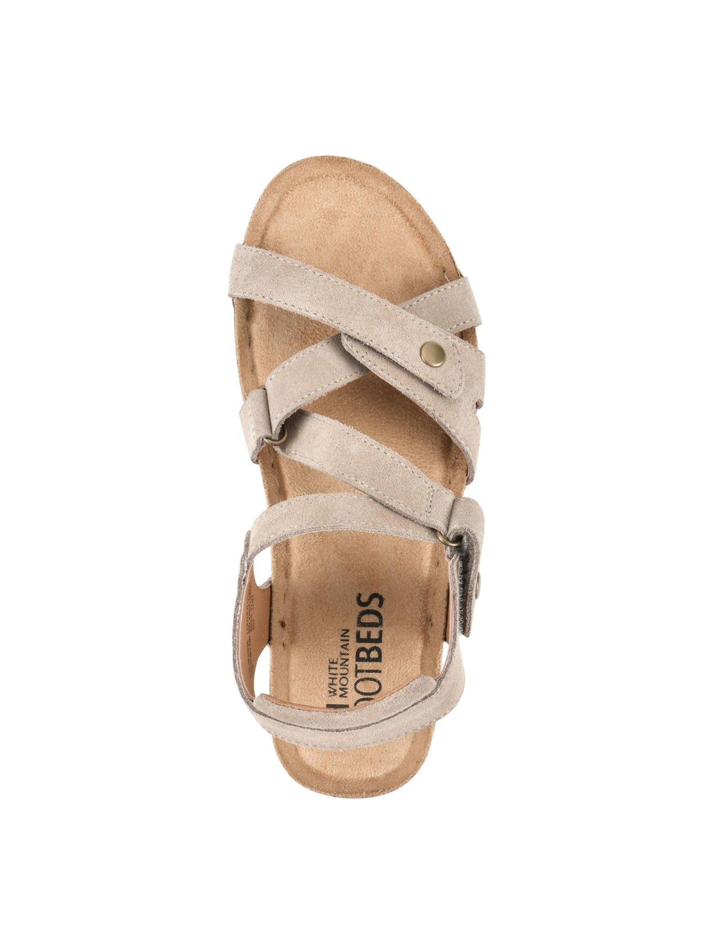 WHITE MOUNTAIN FOOTBEDS Womens Beige Adjustable Cushioned Fair Round Toe Wedge Leather Sandals Shoes 9.5 M