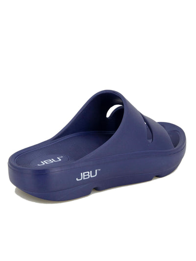 JBU Womens Navy Comfort Cut Out Dover Round Toe Wedge Slip On Slide Sandals Shoes 10