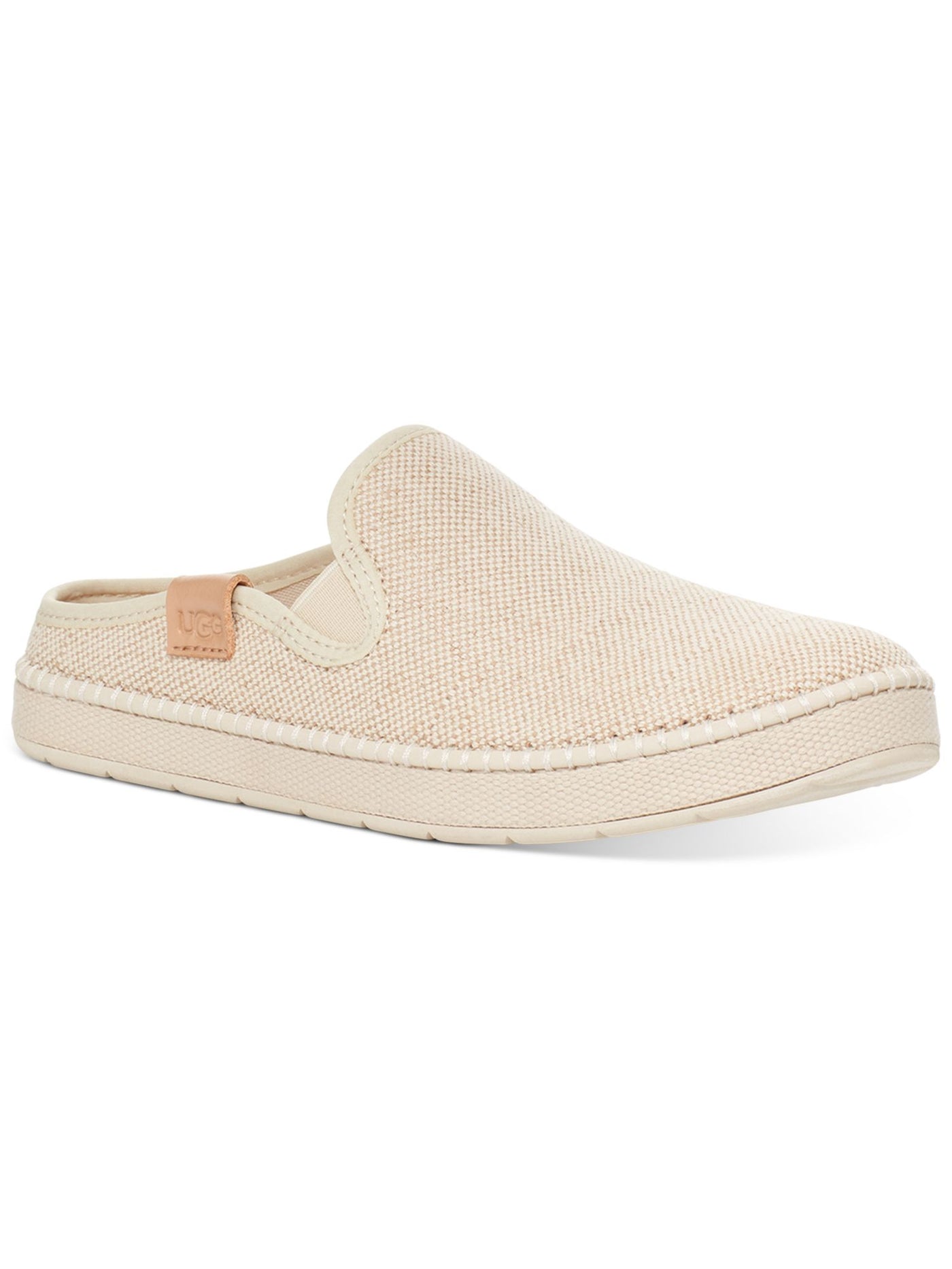 UGG Womens Beige Woven Goring Removable Insole Cushioned Delu Round Toe Platform Slip On Mules 8