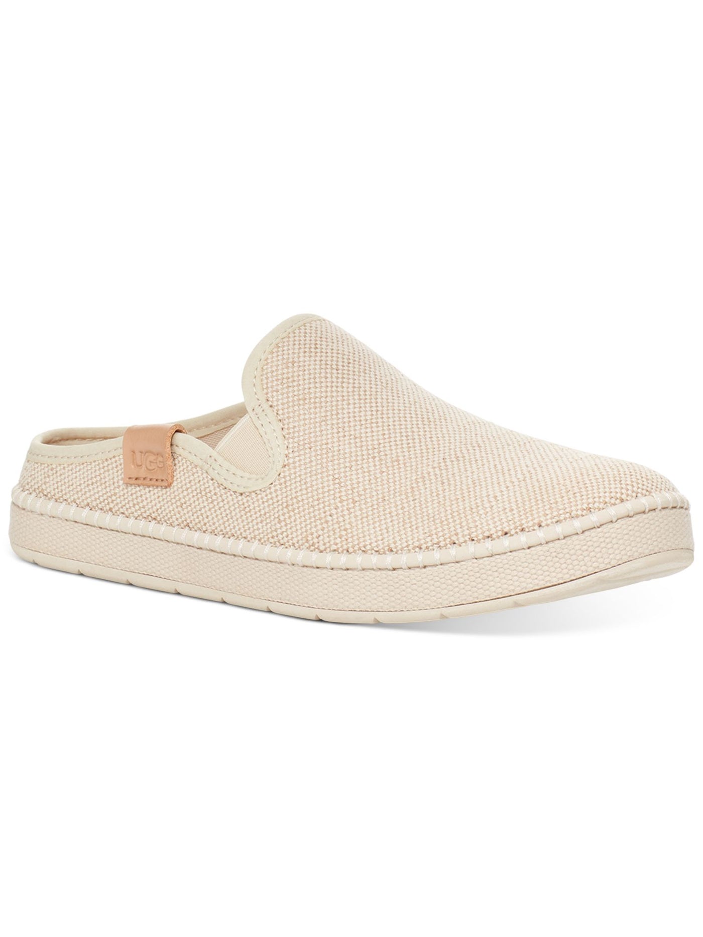 UGG Womens Beige Woven Goring Removable Insole Cushioned Delu Round Toe Platform Slip On Mules 6