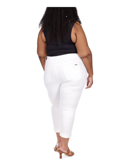 MICHAEL KORS Womens White Pocketed Button Fly Skinny Cropped High Waist Jeans Plus S