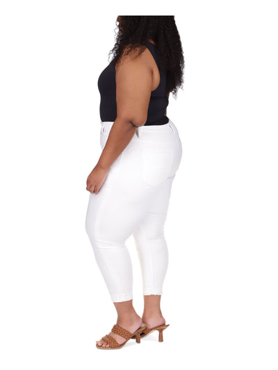 MICHAEL KORS Womens White Pocketed Button Fly Skinny Cropped High Waist Jeans Plus S