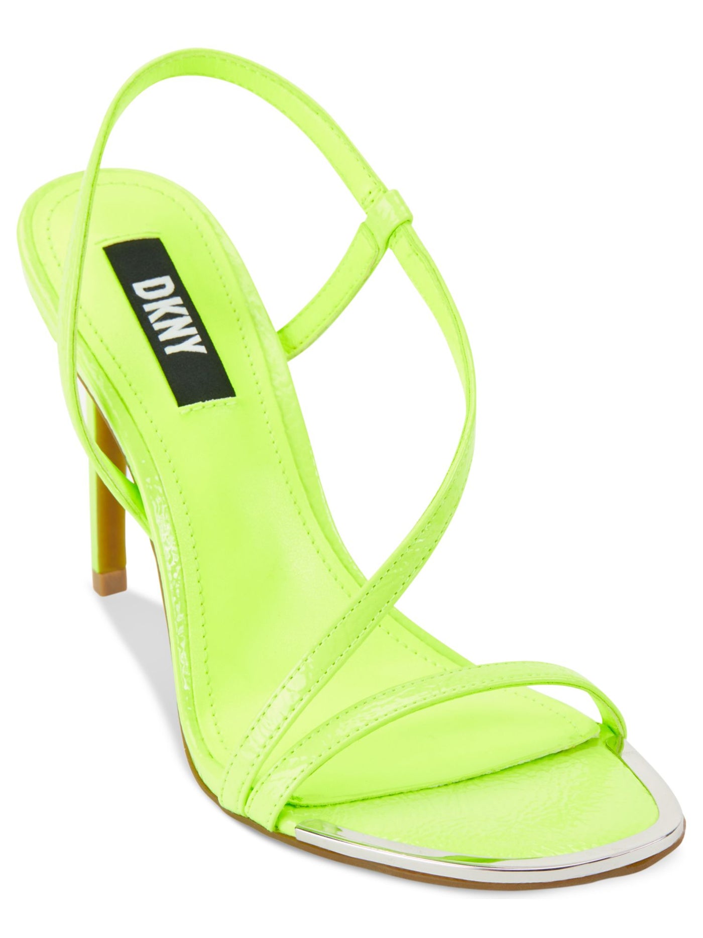 DKNY Womens Green Asymmetrical Danielle Round Toe Stiletto Slip On Dress Slingback Sandal 10 M
