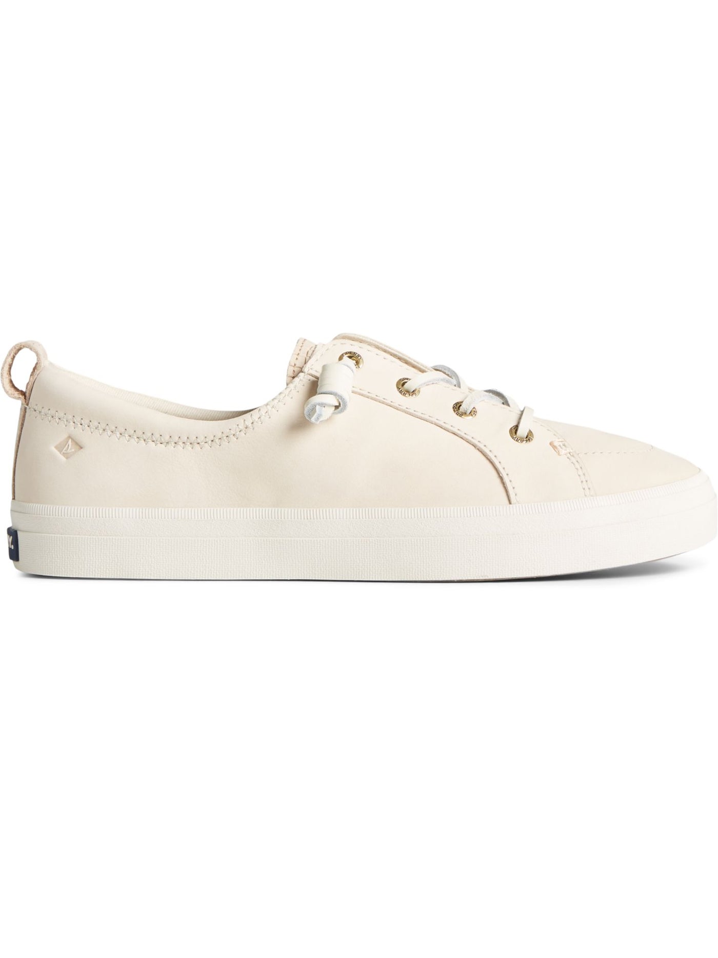 SPERRY Womens Ivory Mixed Media Barrel-Tied Rawhide Laces Treaded Insole Crock Padded Non-Marking Crest Vibe Plushwave Round Toe Lace-Up Leather Sneakers Shoes 10
