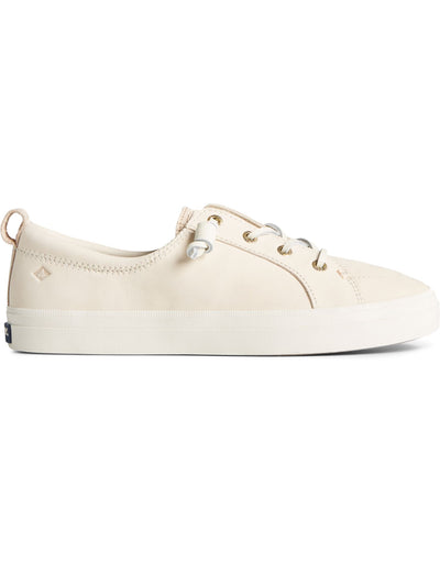 SPERRY Womens Ivory Mixed Media Barrel-Tied Rawhide Laces Treaded Insole Crock Padded Non-Marking Crest Vibe Plushwave Round Toe Lace-Up Leather Sneakers Shoes 10