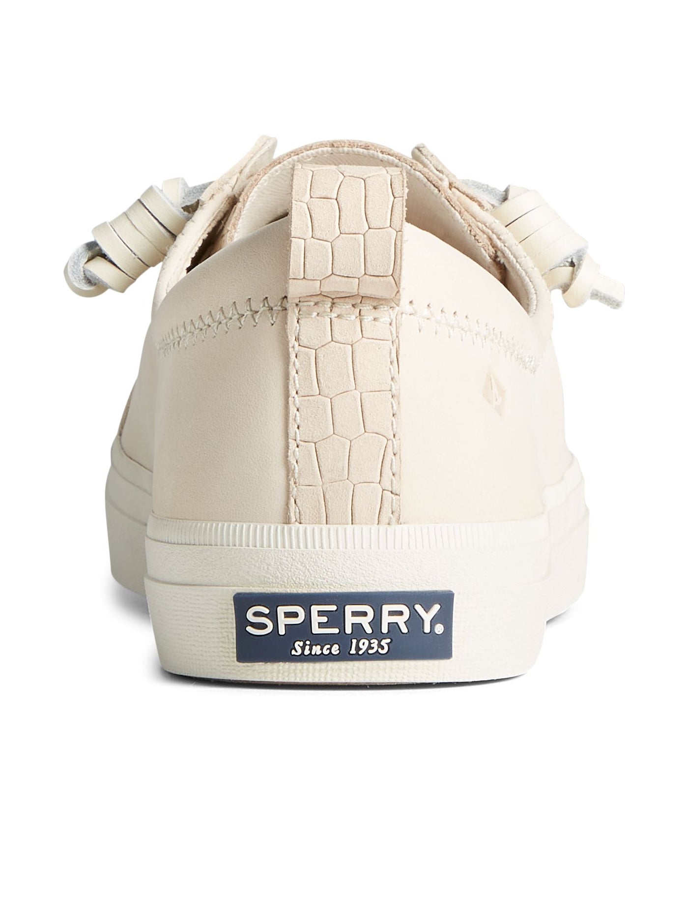 SPERRY Womens Ivory Mixed Media Barrel-Tied Rawhide Laces Treaded Insole Crock Padded Non-Marking Crest Vibe Plushwave Round Toe Lace-Up Leather Sneakers Shoes 10