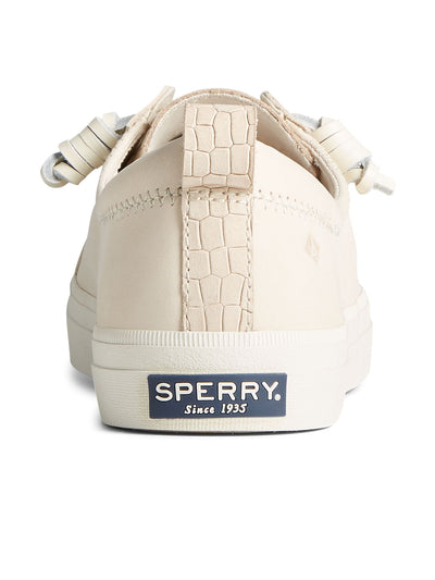 SPERRY Womens Ivory Mixed Media Barrel-Tied Rawhide Laces Treaded Insole Crock Padded Non-Marking Crest Vibe Plushwave Round Toe Lace-Up Leather Sneakers Shoes 10