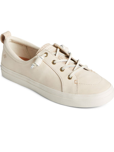 SPERRY Womens Ivory Mixed Media Barrel-Tied Rawhide Laces Treaded Insole Crock Padded Non-Marking Crest Vibe Plushwave Round Toe Lace-Up Leather Sneakers Shoes 10