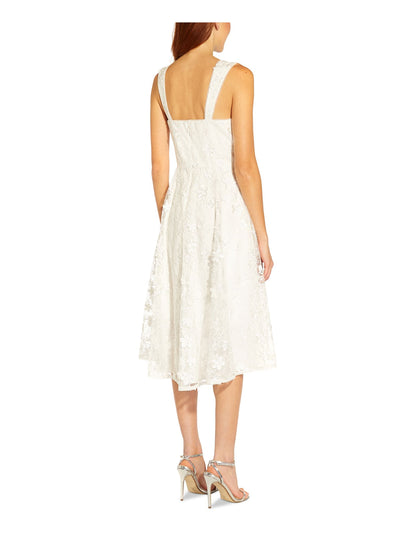 ADRIANNA PAPELL Womens White Zippered Lined Sleeveless V Neck Below The Knee Party Hi-Lo Dress 6