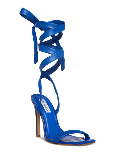 STEVE MADDEN Womens Blue Cushioned Utilize Square Toe Stiletto Lace-Up Dress Sandals Shoes 5 M