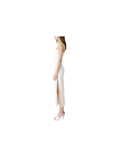 BARDOT Womens Ivory Zippered Cut Out Back Slit Lined Sleeveless Asymmetrical Neckline Midi Party Sheath Dress 10
