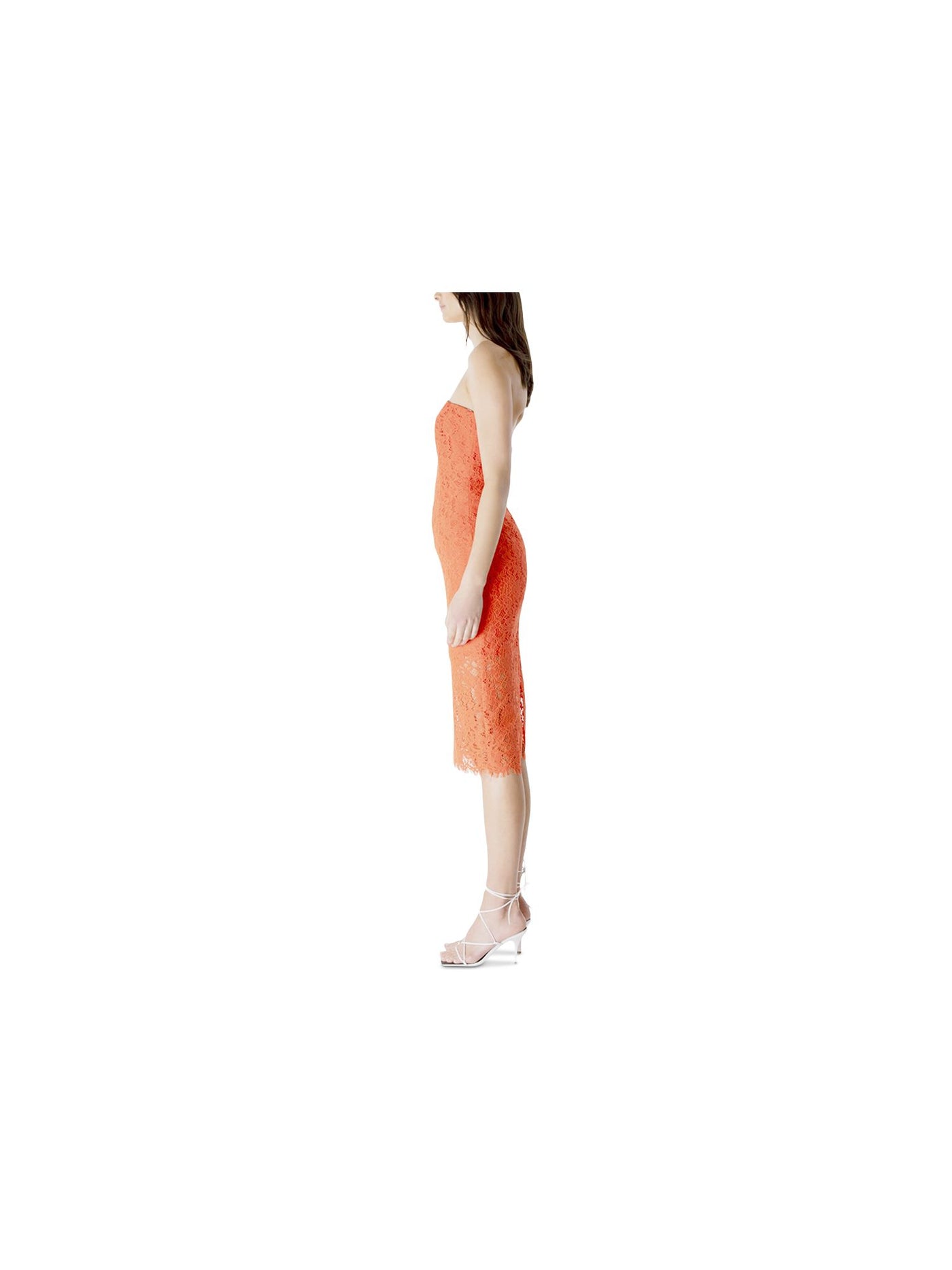 BARDOT Womens Orange Zippered Partially Lined One Strap Spaghetti Strap Asymmetrical Neckline Knee Length Evening Sheath Dress 4