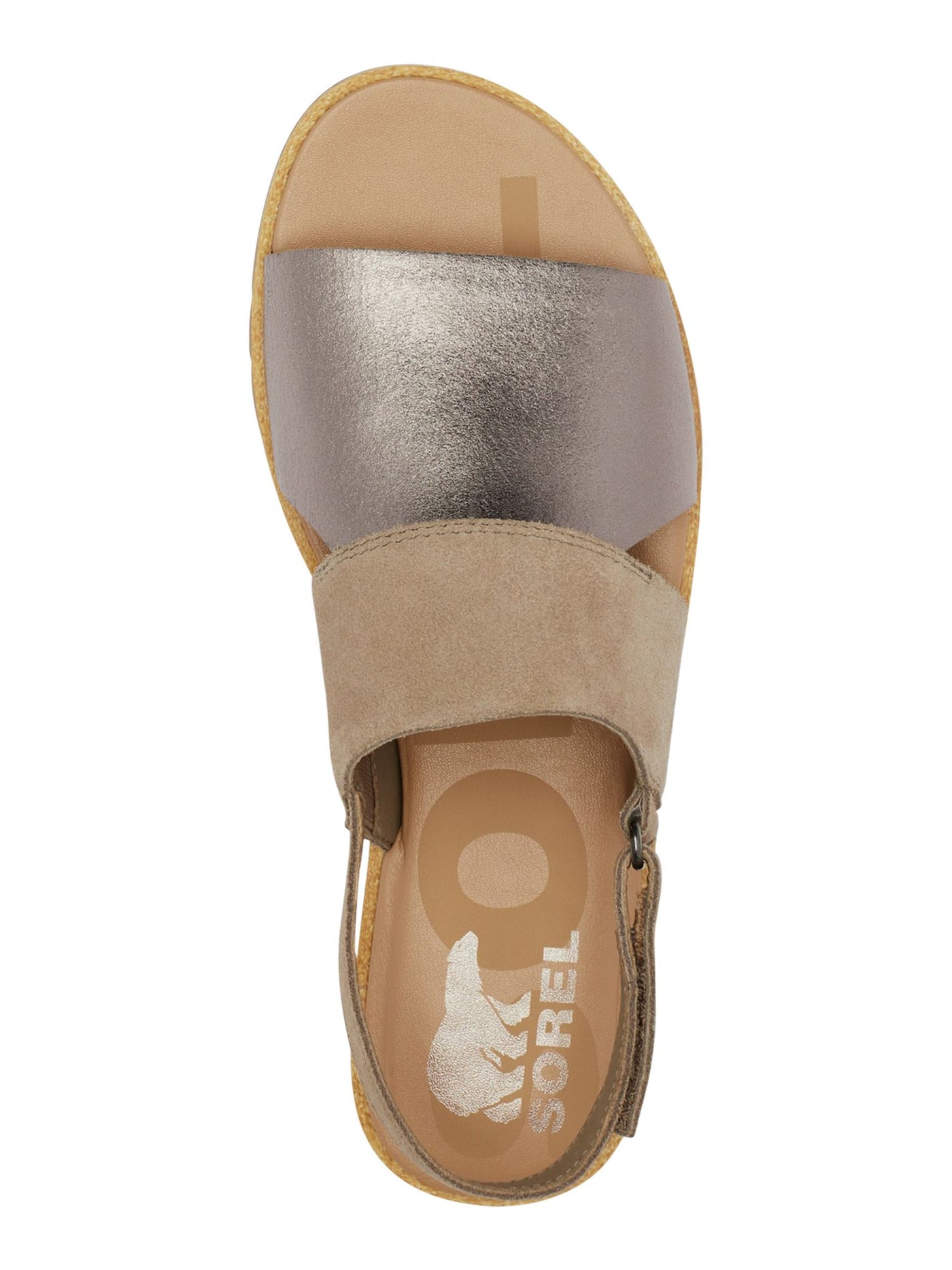 SOREL Womens Beige Color Block Adjustable Padded Ella Ii Round Toe Leather Slingback Sandal 9.5