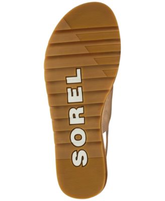 SOREL Womens Beige Color Block Adjustable Padded Ella Ii Round Toe Leather Slingback Sandal
