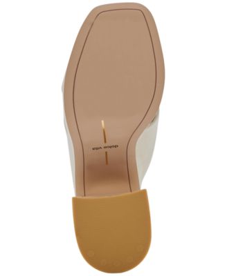 DOLCE VITA Womens Ivory Pebbled 1-1/2" Platform Padded Wonder Square Toe Block Heel Slip On Leather Dress Heeled