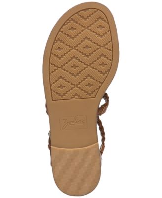 ZODIAC Womens Brown Woven Buckle Accent Cushioned Camelia Round Toe Zip-Up Gladiator Sandals Shoes M