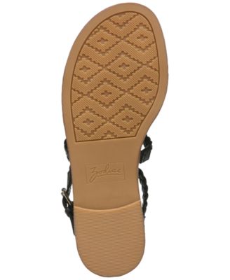 ZODIAC Womens Black Woven Buckle Accent Cushioned Camelia Round Toe Zip-Up Gladiator Sandals Shoes M