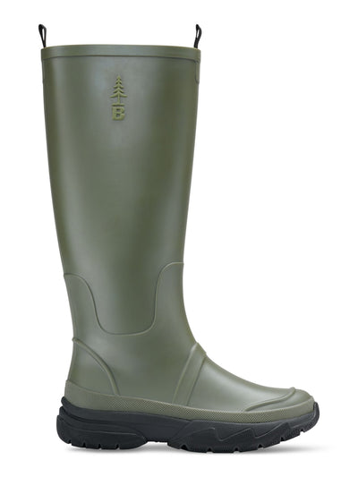 BASS OUTDOOR Womens Green Waterproof Cushioned Removable Insole Field Round Toe Rain Boots 7