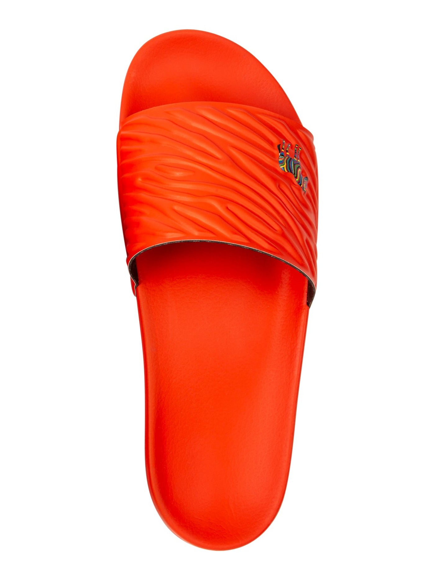 PAUL SMITH Womens Orange Mixed Media Raised Zebra Pattern Comfort Summit Round Toe Slip On Slide Sandals Shoes 46