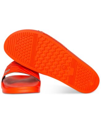 PAUL SMITH Womens Orange Mixed Media Raised Zebra Pattern Comfort Summit Round Toe Slip On Slide Sandals Shoes