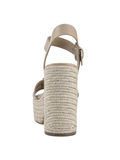 MARC FISHER Womens Ivory Padded Woven 2" Platform Adjustable Strap Ankle Strap Viga Round Toe Block Heel Buckle Espadrille Shoes 6 M