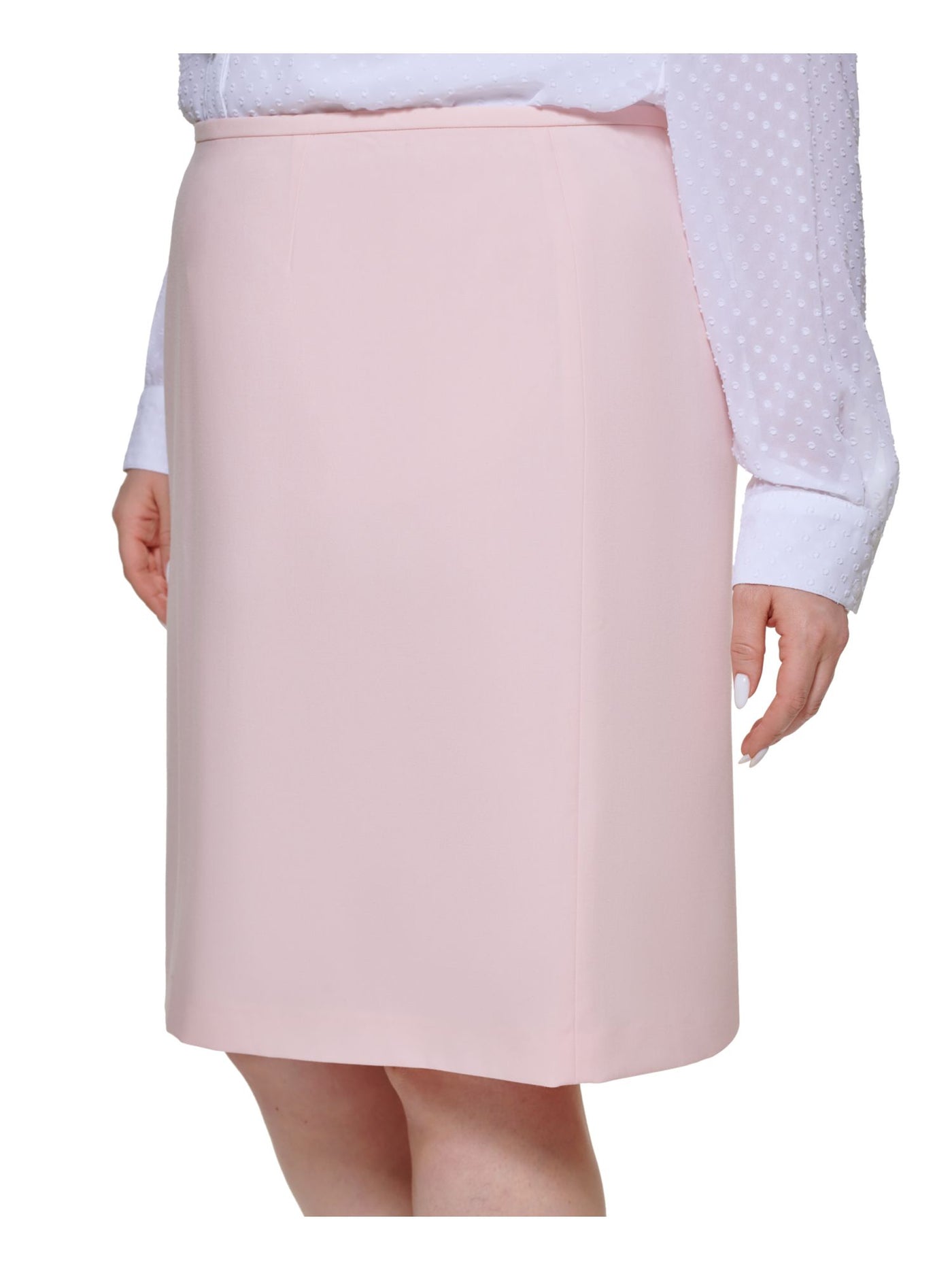 CALVIN KLEIN Womens Pink Zippered Slit Back Hem Lined Knee Length Wear To Work Pencil Skirt Plus 20W
