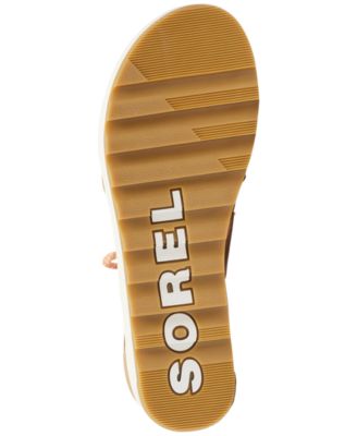 SOREL Womens Brown Cut Out Padded Cameron Round Toe Wedge Lace-Up Leather Sandals Shoes M