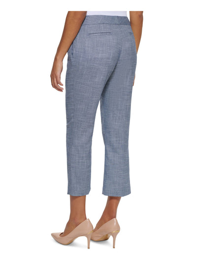 CALVIN KLEIN Womens Blue Zippered Pocketed Cropped Wear To Work Straight leg Pants Petites 6P