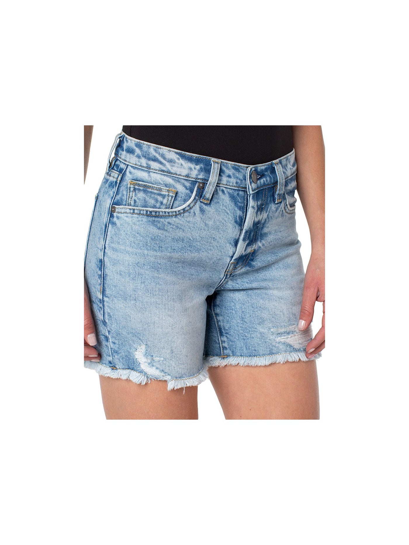 EARNEST SEWN NEW YORK Womens Blue Pocketed Button Fly Frayed Hem Shorts Shorts 30