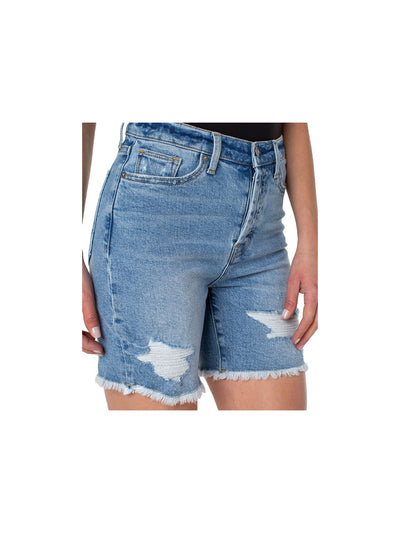 EARNEST SEWN NEW YORK Womens Blue Pocketed Frayed Button Fly Cutoff Hem Shorts 28