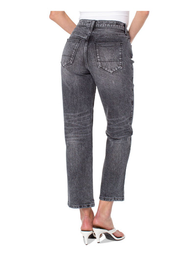 EARNEST SEWN NEW YORK Womens Gray Zippered Pocketed Straight Leg Ankle Crop High Waist Jeans Juniors 25