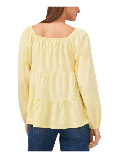RILEY&RAE Womens Yellow Long Sleeve Square Neck Blouse XS