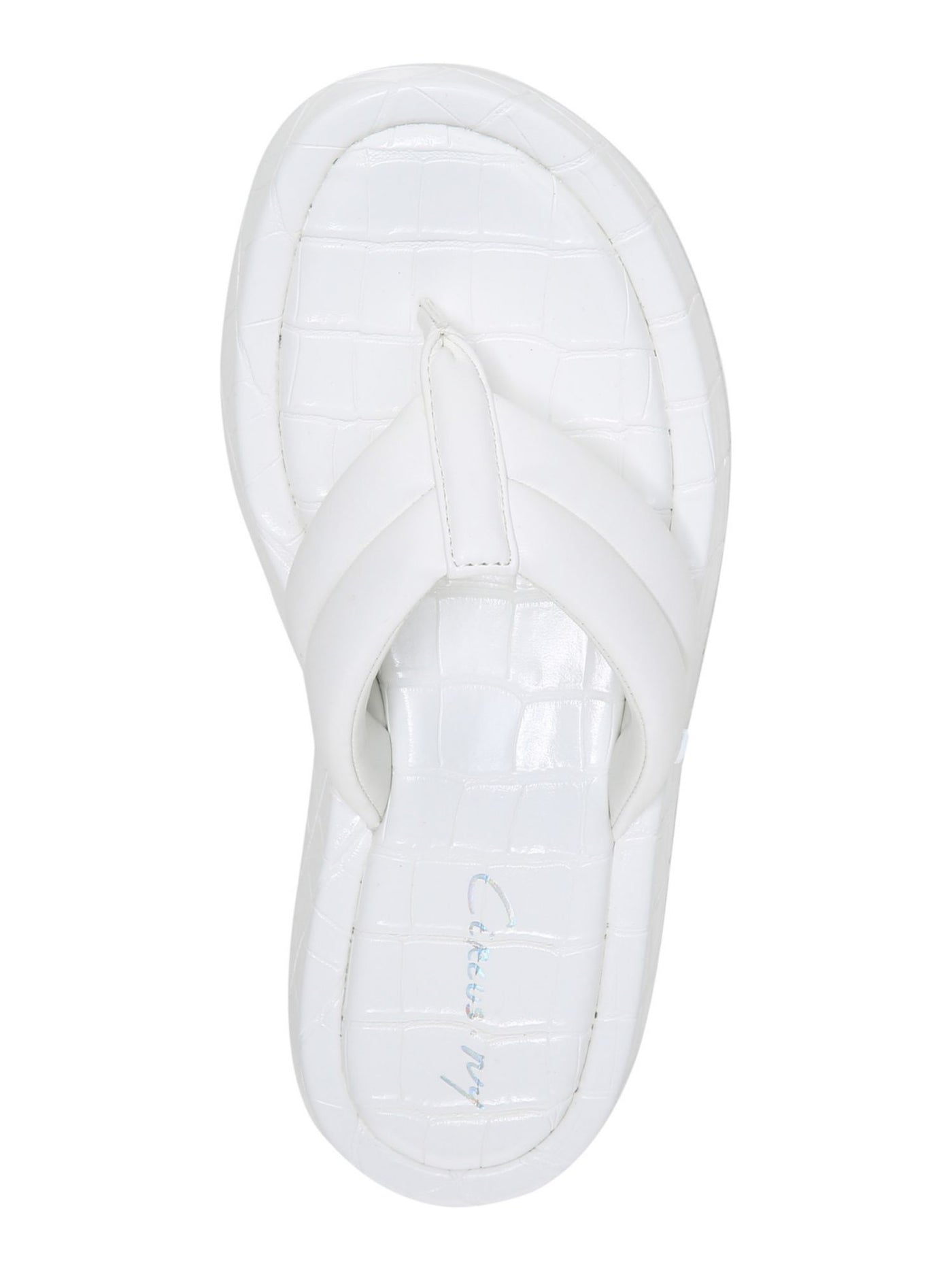 CIRCUS BY SAM EDELMAN Womens White Croc Embossed 1" Platform Padded Laina Round Toe Wedge Slip On Flip Flop Sandal 6 M