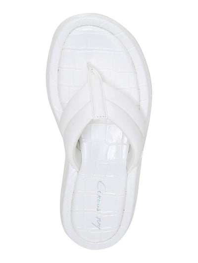 CIRCUS BY SAM EDELMAN Womens White Croc Embossed 1" Platform Padded Laina Round Toe Wedge Slip On Flip Flop Sandal 6 M