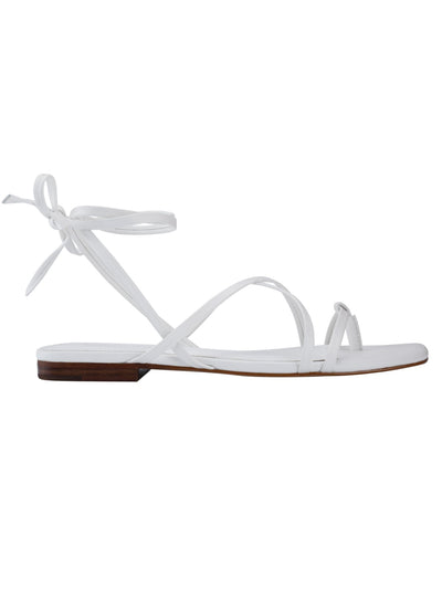 MARC FISHER Womens White Strappy Latent Square Toe Lace-Up Thong Sandals Shoes 9.5 M