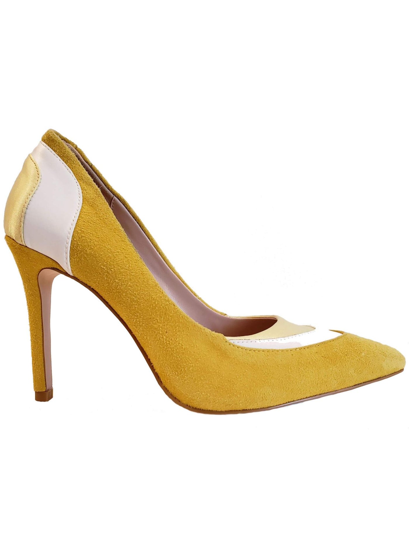 THINGS II COME Womens Yellow Color Block Padded Junna Pointed Toe Stiletto Slip On Dress Pumps Shoes 9.5 M