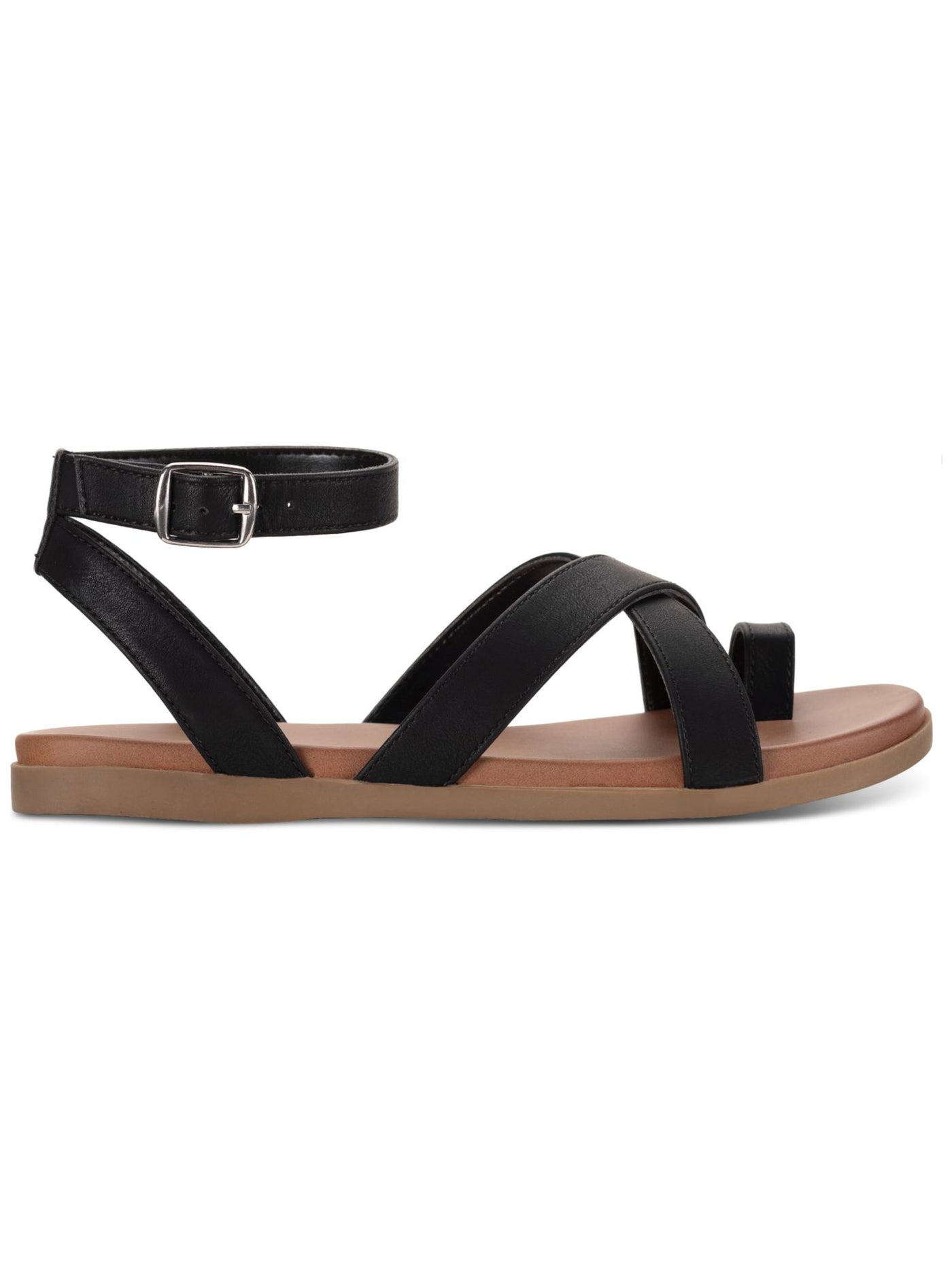 STYLE & COMPANY Womens Black Toe Loop Ankle Strap Lianaa Round Toe Buckle Sandals 8 M