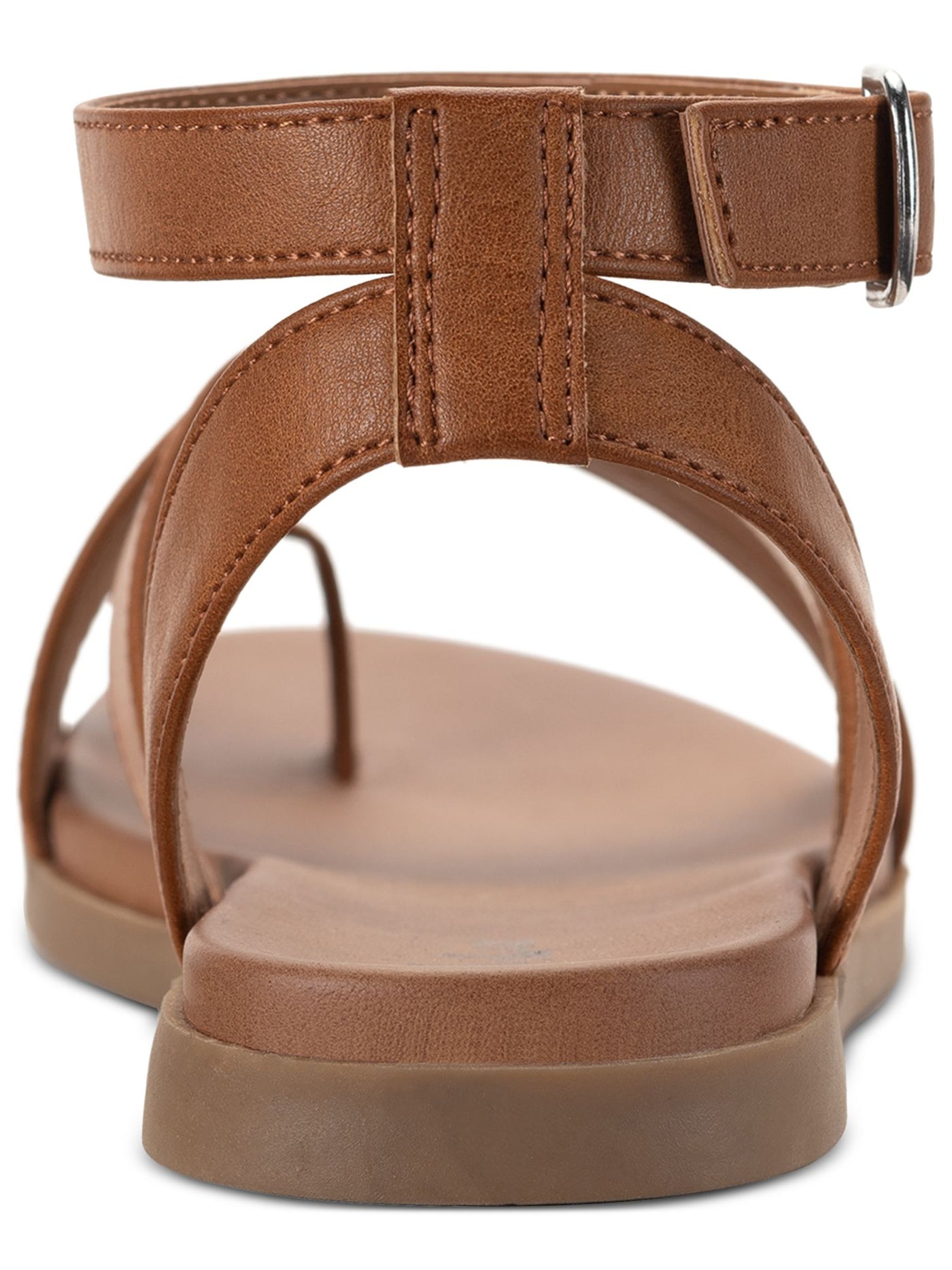 STYLE & COMPANY Womens Brown Toe Loop Criscross Straps Adjustable Strap Ankle Strap Lianaa Round Toe Buckle Sandals 7.5 M