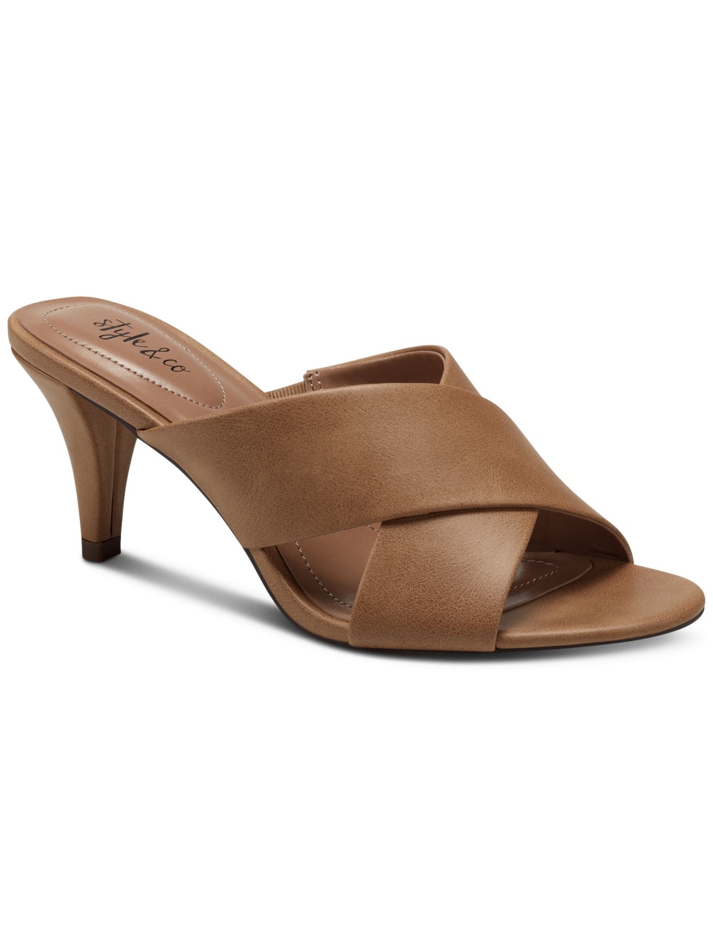 STYLE & COMPANY Womens Brown Padded Goring Patriciaa Round Toe Cone Heel Slip On Dress Heeled Sandal 11 M