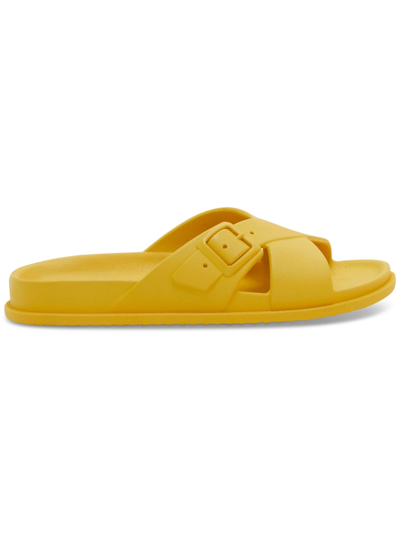 LUCKY BRAND Womens Yellow Crisscross Strap Buckle Accent Comfort Roseleen Round Toe Platform Slip On Slide Sandals Shoes 7 M