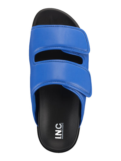 INC Mens Blue Treaded Open Toe Platform Slide Sandals Shoes 7.5 M