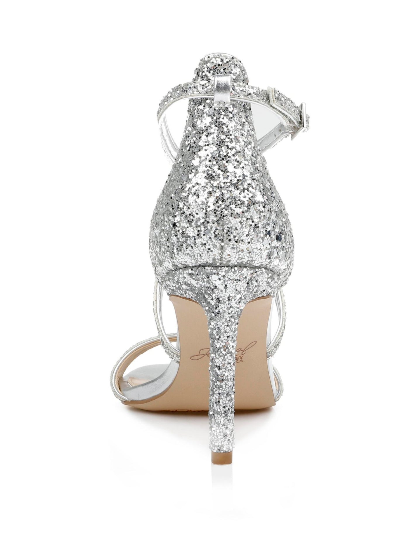 JEWEL BADGLEY MISCHKA Womens Silver Strappy Dimitra Round Toe Stiletto Buckle Dress Heeled Sandal 6.5 M